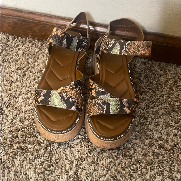 Franco Sarto Multicolor Snake Print Sandals - Picture 1 of 4